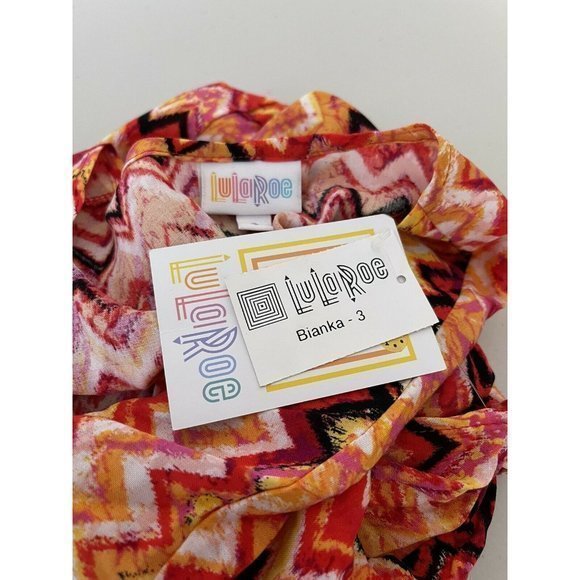 Girls LuLaRoe‎ Red Orange Chevron Striped Bianka - Picture 12 of 12